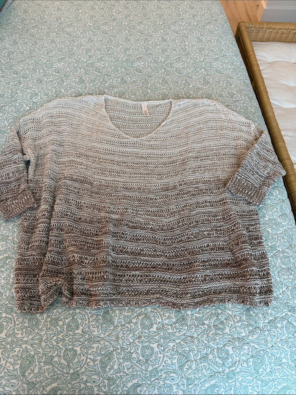 Marla Wynne Women's Plus Size 1X loose knit Sweater OMBRE Brown Tan Cream White